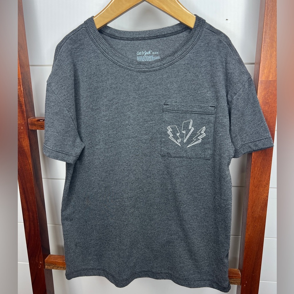 Cat & Jack Charcoal Lightning Pocket Tee